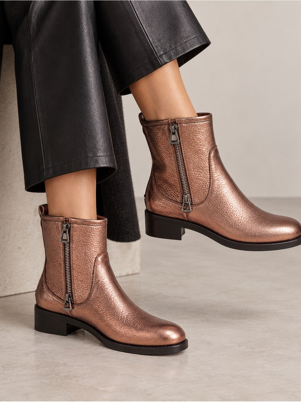 JIMMY CHOO Metallic Copper Women’s Ankle Boots